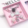 CHUHAN Korean Children Cute Cartoon Cloth Hairpin Rabbit Ear Set Gift Box 9 Sets Hair Accessories Headwear Wholesale C416 LJ201226