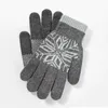 Fem fingrar handskar utomhus vinter varma stickade kvinnor män pekskärm imitation cashmere full tjocka ullmittens1