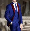 Design 2021 Custom Made Slim Fit Moda Masculina Bordado Dourado Vestido Terno Roxo Casamento Noivo Smoking Traje Bonito Ternos1