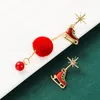 Personalità Orecchini natalizi Elegante perla simulata Palla di capelli Orecchino a goccia lungo Regalo di Natale per ragazza