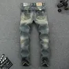 Italienische Mode Herren Jeans Retro Design Slim Fit Denim Zerrissene Jeans Herren Hosen Markenkleidung Nostalgie Farbe Biker Jeans T200614