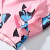 Mens Butterfly Print Hawaii Beach koszule Harajuku streetwear 2020 Summer Long Rleeve Bluzka Hiphop unisex różowe koszule tops276u