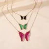 3PCS/Set Cute Crystal Butterfly Pendant Necklace for Women Rock Fashion 3 Colors Animal Rhinestone Party Wedding Jewelry