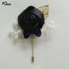 Meldel Wedding Boutonniere Prom Corning Cérémonie Fleur Men Broche Broche épingles de mariage blanc Boutonniere Groom Buttinghole Ribbon Flower251543845