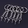 50st Silver SCREW PIN Key Chains With Open Jump Ring Chain Extender Eye Pins Split Keyring Smycken Making Fynd9742574