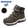 Bona Classics Stil Barn Stövlar Rund Toe Boys Vinter Skor Hook Loop Girls Snö Bekväm Fast 211227