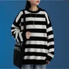 Męskie Swetry 2022 Moda Zielony Czarny Stripe Sweter Dzianiny Mężczyźni I Damska Jesień Zima Okrągły Neck Casual Trend Pullover Odzież S-2XL