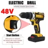 3 in 1 Cordless Electric Impact Drill Screwdriver Hammer 18 Torque 48V Dual Speed Power Tools With 2 Battery 201225