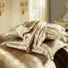 Confortador conjunto de luxo casa têxtil confortável conjunto de cama sólida cama de cama de cor de cama de edredão conjunto de cobertura de colcha folha jacquard 4 pcs c0223