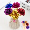 24k Foliepläterad guldrosa blommor Glaxy Box Bröllopsinredning Alla hjärtans dag Kreativ present Golden Rainbow Rose