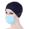 Retro Donne Turbante Testa Avvolgere Cappello Con Bottone Copricapo Foulard Cofano Interno Hijab Cap Musulmano Hijab Chemio Cappelli Turbantes Caps