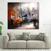 Samtida målning Citycapes Jazz Music Room View Oilmålning Canvas Art Modern Figure Högkvalitativ handmålad249w