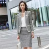 Uzun Kollu Stiller Resmi Kadın İş Takımları Etek ve Ceketli Ceket Bayanlar Profesyonel Blazers Set Ladies 2Piece1