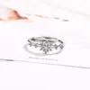 Klaster pierścienie Kreatywny Cyrkonia Kwiat Snowflake Flower Cute Słodki 925 Sterling Silver Kobieta Resizable Otwarcie SRI365