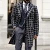 Plus Size Winter Men Windbreaker Ny Autumn Long Suit Houndstooth Jacket mode tryckta män beläggning i stock274o