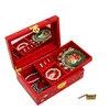2 warstwowy Vintage Dekoracyjne Drewniane pudełko z biżuterią z Lock Lacquerware Chiński Klejnot Pudełko Urodziny Prezent Ślubny Zegarek Makeup Box