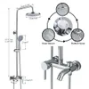 Set Faucet Bath Shower Mixer Tap 8" Rainfall Head Shower System Bathtub Faucet With Hand Spray Wall Mounted