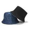 Chapeau seau pour femmes, chapeaux et casquettes d'été en Denim délavé, Hip Hop, solide, à large bord, en coton, personnalisé pour la plage