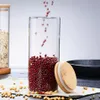Transparent Glas Matlagringsburkar Korkar Kopplar Burkar Flaskor för sandvätska Miljövänlig med Bamboo Lida49507U