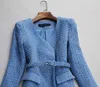 Herfst- en winter Nieuwe stijl Fashion Women S Jacket Wol Like Coat Slim Solid Color Tweed Temid Pand Long Coat Women LJ201106