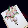 Pins, Brooches Beautiful Zircon Rhinestone Flower Brooch Christmas Pin Vintage Freshwater Pearl Bouquet Pins For Women Accessories