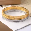 Europe America Fashion Style Lady Women Titanium steel Engraved B Letter Single Row Diamond Gear Bangle Bracelet 3 Color277s