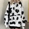 Sweater women autumn winter cow hooded pullover ins loose and thin Korean couple jacket letter printing sweatshirt women hoodie