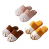 Cotton Slippers Female Autumn And Winter Home Cartoon Cute Cat Claw Plush Couple Warm Indoor Soft-soled Male 211229