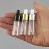 500pcs 5ml 5cc Clear Glass Dropper Flaskor Flaskor med svart guldkåpa Essential Travel Refillable Bottle