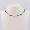 Collares Mujeres Oro Cz Collar colorido Collar de gargantilla Rainbow Shiny Rainbow Circón Cadena de tenis Declaración de joyas Dropps