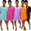 Kvinnor Korta Outfits Tracksuits Sommarkläder Shorts V Neck 2 Piece Set Plus Size Suit Printed T-shirt Casual Gym