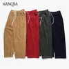 Corduroy brede been broek mannen vrouwen streetwear hiphop casual broek mannen Japanse elastische taille losse soild kleur baggy jogger 201128