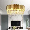 Postmodern kristall ljuskrona guld vardagsrum lampa sovrum lampa rektangulär matsalslampa klara kristaller för ljuskronor