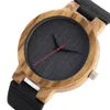 Natural Wood Watch for Men Mens Blue äkta läderkvarts träfodral Male Wristwatch Real Wood Wrist Watches Brown Fashion CLOC8039908