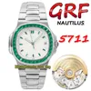 2022 GRF 5711 324SC A324 Montre automatique pour homme Emerald Iced Out Lunette incrustée de diamants Cadran à texture blanche Marqueurs de bâton Bracelet en acier SS Super Version Montres Eternity