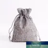 10st Drawstring Jute Sackcloth Paketlinne Väskor Påsar för julklapp Smycken Förpackning Väska Olive Vit Grön Svart