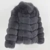 Oftbuy kış ceket kadınlar gerçek kürk mantar doğal büyük kabarık tilki kürk dış giyim sokak kıyafeti sıcak standı yaka çıkarılabilir yelek