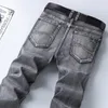 Calças de brim dos homens clássicos de alta qualidade Negócio Casual Elastic Denim Calças Masculino Marca Cinzas Calças 201117