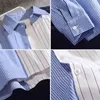 Painel de listras verticais soltas Men camisa de manga comprida elegante camisetas casuais Camisa hombre coreana de verão masculino mm60ncs lj200925