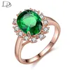 Wedding Rings Vintage 585 Rose Gold Color Green Round Crystal For Women Elegant Engagement Ring Anel Kr013