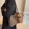 Kanfas handväska stor kapacitet checkerboard tote bag kvinna mode shoppingkassar tjejer arbeta axelväska