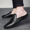 Mannen Zomer Mode Koe Split Casual Muilezels Mannelijke Ademend Halve Loafer Slippers Comfy Soft Mocassins Flat Slip-on Lederen Sandaal