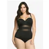 Mulheres Swimwear Atacado - Preto Branco 2021 Underwire Malha Uma peça Push Up Plus Size Bodysuit Mulheres Swimsuit Bodysuits Banheira Terno Suit1