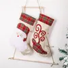 Christmas Stockings Socks Santa Elk Printing Linen Candy Gift Bag Fireplace New Year Xmas Tree Decoration JK2011PH