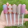 Leere transparente Lipgloss-Röhrchen aus Kunststoff für Lippenbalsam, Lippenstift, Mini-Kosmetik-Probenbehälter mit silberner Kappe F3803