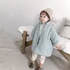 Winter cute girls warm thicken quilted plaid coats boys stand collar single-breasted fleece jackets outwear 201126