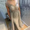 Dubai Kristal Kısa Kollu Abiye Tasarım Lüks Mermaid Seksi Örgün Elbise Serene Hill LA60960 201114