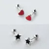 Stud 1pc 925 Sterling Silver Star Heart Screw Back Tragus Earring Gift A14881