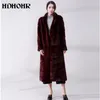 HDHOHR Real Whole Mink Fur X-Long Coat Factory Direktförsäljning Vinter Slim Varm Kvinna Mink Fur Lång Turn-down Collar Jacket 201212