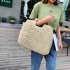 Personalized palm bohemian boho braided tote paper beach crochet straw handbag292q